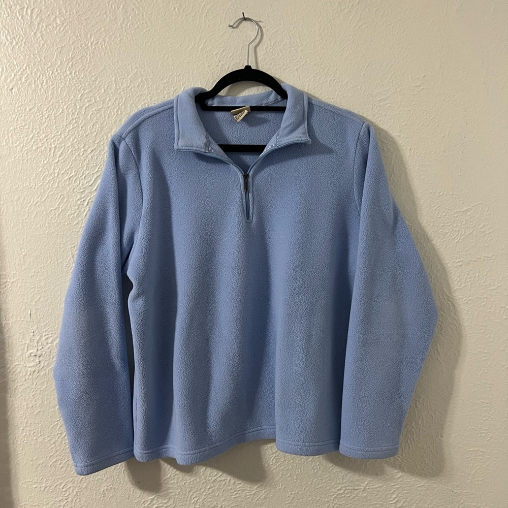 (SOLD). Light blue L.L Bean quarter zip fleece